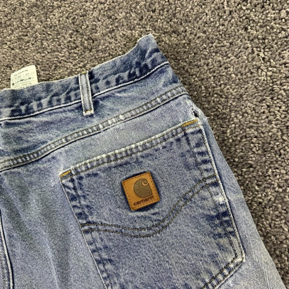 Carhartt B17 DST Jeans Mens 36x30 Blue Relaxed Straight Denim Distressed Work